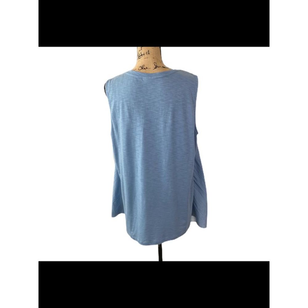 STYLE & COMPANY Womens Blue Handkerchief-hem Sleeveless Handkerchief Top S - Picture 2 of 3